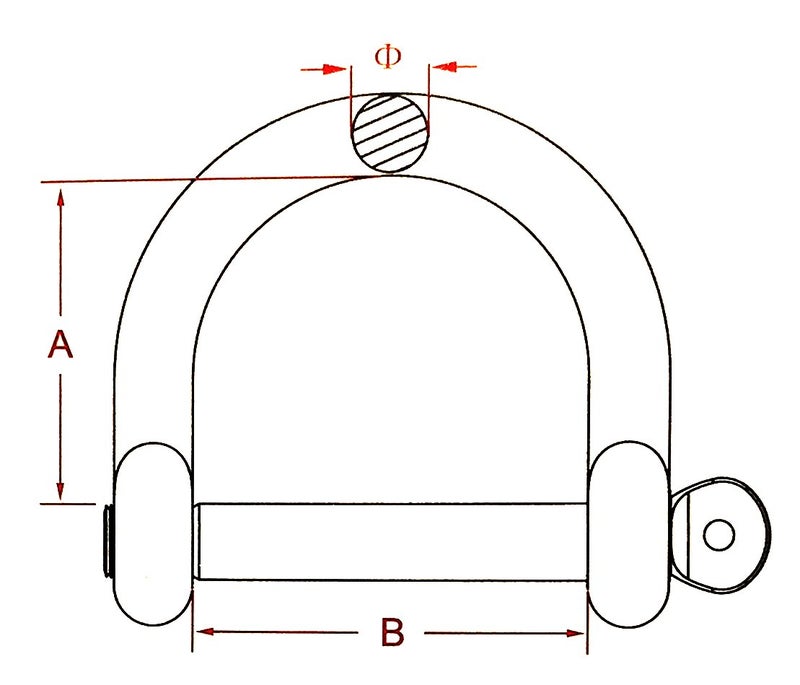 US STAINLESS Stainless Steel 316 Wide D Shackle (1/2" Wide D) - Image 3